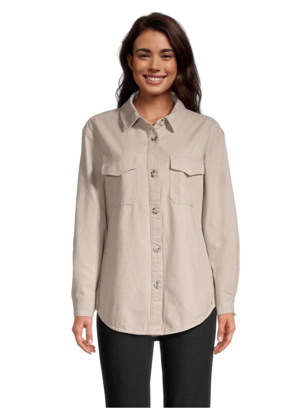 Women's Ripzone Beige lined Button-Up Shacket - Picture 1 of 7